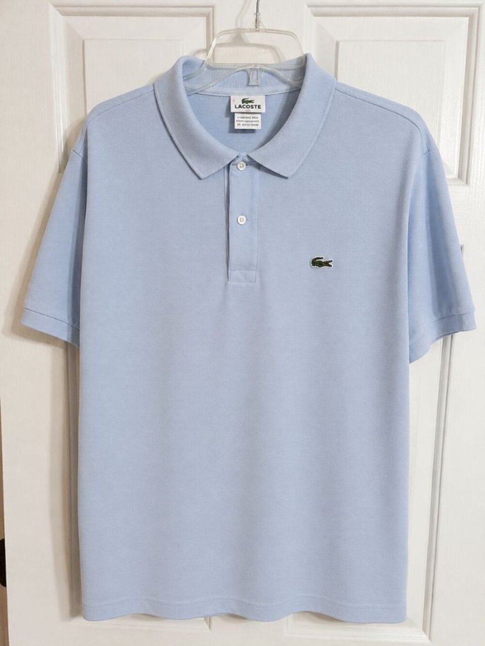 Lacoste Men Size 6 US L/XL Polo Light Blue Cotton Solid Iconic Investment Rare - Picture 2 of 7